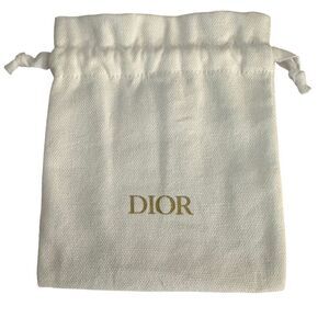 Dior White Drawstring Jewelry Gift Bag/Pouch 14.8cm x 11.8cm - EUC